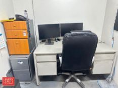 Office Contents: Brother Printer, Desk, (2) Monitors, (2) Chairs, (2) File Cabinetsand Book Shelf -
