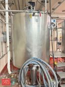 2,000 Liter (528 Gallon) Jacketed S/S Tank with Vertical Agitation and S/S Air Valve