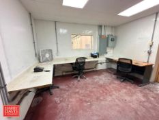 Desk, (3) Chairs, S/S Rack: 4’ x 18” x 73” Height and Box Fan - Rigging Fee: $30