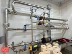 Glycol Supply System with (2) Pumps: Mounted on Wall, S/S Stand, Assorted Piping and Valves