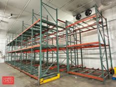 Sections: 3-Deep ((1) 2-Deep) Push Back Pallet Racking: 17’ × 8’ ((1) 17’ x 54”)