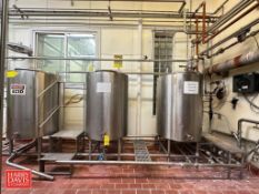 S/S Skid Mounted 3-Tank CIP System with 150 Gallon S/S Tanks, Fristam Centrifugal Pump, Enerquip S/S