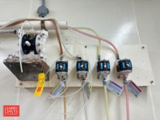 Chemical Feed System with (5) Poly Diagram Pumps and (6) Chemical Containment Platforms: 52” x 26