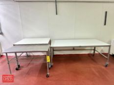Portable S/S Tables: 4’ x 2’, (2) with Poly Tops: 80