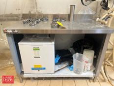 S/S Table with Assorted Clamps: 4’ x 2' with Mini Fridge - Rigging Fee: $100