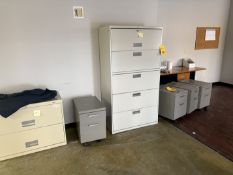 Reception Area Contents: (2) Tables, (2) 5-Drawer Lateral File Cabinets, 2-Door Lateral File and (4)