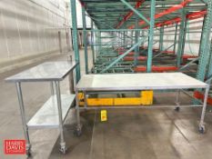 (2) S/S Tables: (1) Portable with Poly Top: 6’ x 30”, 4’ x 2’ (Location: Belmont, WI) - Rigging Fee: