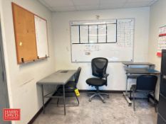 Office Contents: Desk, Chair, Folding Table, Printer Stand and (2) 4-Door Lateral File Cabinets (Loc