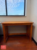 (2) Tables, (2) Wooden Filing Cabinets, File Cabinet and Portable Adjustable Table (Location: Belmon