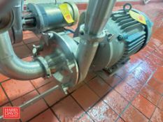 Fristam Centrifugal Pump, Model: FPR3542-205 with Baldor 25 HP 3,520 RPM Motor: Mounted on S/S Base