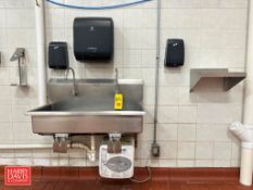 2-Station S/S Hard Sink with Knee Controls, (2) Soap and (1) Paper Towel Dispenser, S/S Shelf: 16