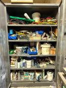 Spare Parts Cabinet, Including: Assorted Power Cords, Paint, Caulk, Paint Brushes and Rollers