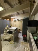 S/S Workshop Bench, Hand Truck, 6’ A Frame Ladder, Bench Vise, Conveyor and Lincoln Electric WELD