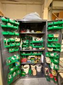 Spare Parts Cabinet, Including: Bench Grinder, Welding Masks, Nuts, Bolts, Screws, Drill Bits