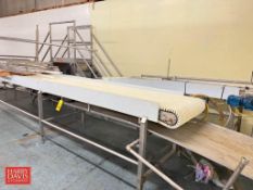 S/S Belt Conveyor: 40’ x 36” with 45° Turn, S/S Drip Pan, Drive and S/S A-Style Safety Stairs: 120”