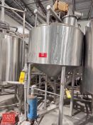 300 Gallon S/S Jacketed Dome-Top, Cone-Bottom Vertical Mix Tank with Vertical Agitation and Top