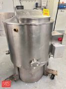 75 Gallon Jacketed S/S Warming Tank with Vertical Scrape Agitation: Mounted on Casters