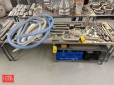 Assorted S/S Fittings Including: Elbows and Reducers, Clamps, Hosing, Line Wrench, Cake Knives