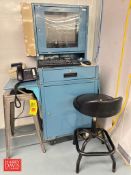 Foreman's Desk: Mounted on Casters with I-INC Monitor, Zebra Printer, Model: LP2844, Phone, Keyboard