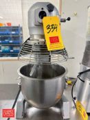 20 QT Vertical Bowl Mixer with S/S Mixing Bowl, Cart, Whisk, Paddle and Bowl Guard