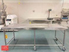 S/S Table: 8' x 3': Mounted on Casters