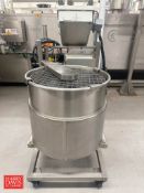 25 Gallon Jacketed S/S Mixing/Warming Kettle with Fristam Positive Displacement Pump and Vertical Ag