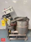 25 Gallon Jacketed S/S Mixing/Warming Kettle with Fristam Positive Displacement Pump and Vertical Ag