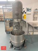 Hobart 140 QT Vertical Mixer, Model: V1401, S/N: 11-359-592 with S/S Bowl, Whisk and Bowl Guard