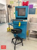 Foreman Desk: Mounted on Casters with Monitor, (2) Zebra Printers, Keyboard and Mouse