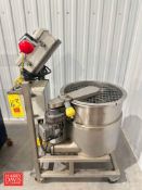 20 Gallon Jacketed S/S Pot with Vertical Agitation and Controls: Mounted on S/S Cart