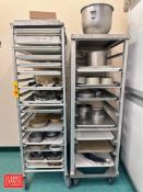Assorted Baking Equipment, Including: Bowls, Sheet Trays, Pans, Whisks and (2) Speed Racks