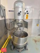 Hobart 140 QT Vertical Bowl Mixer, Model: V-1401, S/N: 11-1035-750 with S/S Bowl, Whisk, Paddle and
