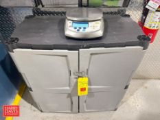 Rubbermaid Storage Container with Kilo Tech Scale, Model: 750SS-IS, Aprons, Nitrile Gloves and Towel