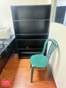 Desk, Monitor, Keyboard, Mouse, HP Printer, File Cabinet, Book Shelf and Dell CPU