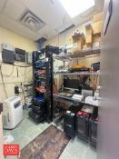 Metro Rack, Monitor, (2) Dell CPU's, (2) Air Conditioner Units and Assorted Servers