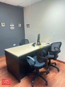 Desk, Monitor, Keyboard, Mouse, (2) File Cabinet and Adjustable Foot Stand