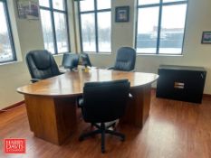 (2) Desks, (4) Chairs, (2) Monitors, (2) File Cabinets, Keyboard, (2) Oak Cabinets and Armor Paper S