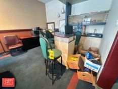 Barstools, Monitor, Keyboards, Assorted CPU's, Krups Pressure Cooker, Microwave and File Cabinet