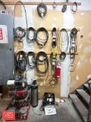 Assorted Drive Belts, Power Cords, Assorted Filters, A-Frame Ladder: 6', Shelf, Shop Vac and (2) 5 G