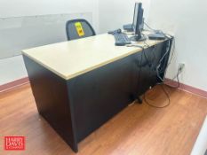 Desk, Chair, Monitor, Keyboard, (2) Mice, File Cabinet, Verifone Credit Card Terminal and Teller Cap