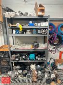 Assorted Motors Goulds Water Pump, Heating Elements, Brushes, Gear Drives and Shelf: 4' x 18
