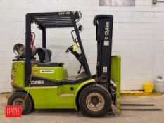 Clark 4,500 LB Capacity Propane Operated Fork Lift, Model: CGP20, S/N: P365L-0338-9462FB