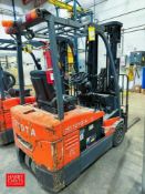 Toyota 3,450 LB Capacity Electric Fork Lift, Model: 7FBEAU20, S/N: 13386 with 48 Volt Battery