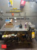 Bench Vise, S/S Piping and Fittings and Steel Work Bench, Dimensions: 5' x 4'