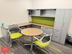 Steelcase Modular Workstation with Side Cabinet, Whiteboard, Round Table: 36