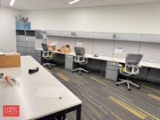 (4) 5-Drawer File Cabinet, (3) Workstations, Portable Table and Whiteboard