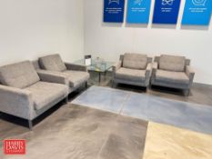 (4) Upholstered Chairs and Glass-Top Table