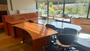 Office Furniture Suite with Wall Cabinets, Desk, U-Shaped Credenza, Conference Table and (4) Chairs