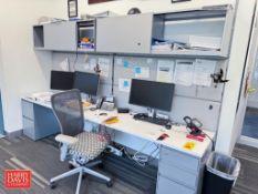 (2) Steelcase Modular Workstations with (2) Lateral File Cabinets, (3) Overhead Cabinets, (4)