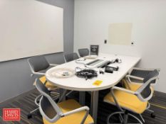 Half Round Table with Chairs and Whiteboard